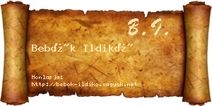 Bebők Ildikó névjegykártya