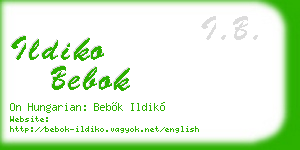 ildiko bebok business card